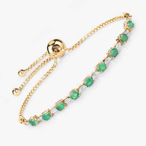 1.29 Carat Genuine Emerald and White Diamond .925 Sterling Silver Bracelet - Image 11