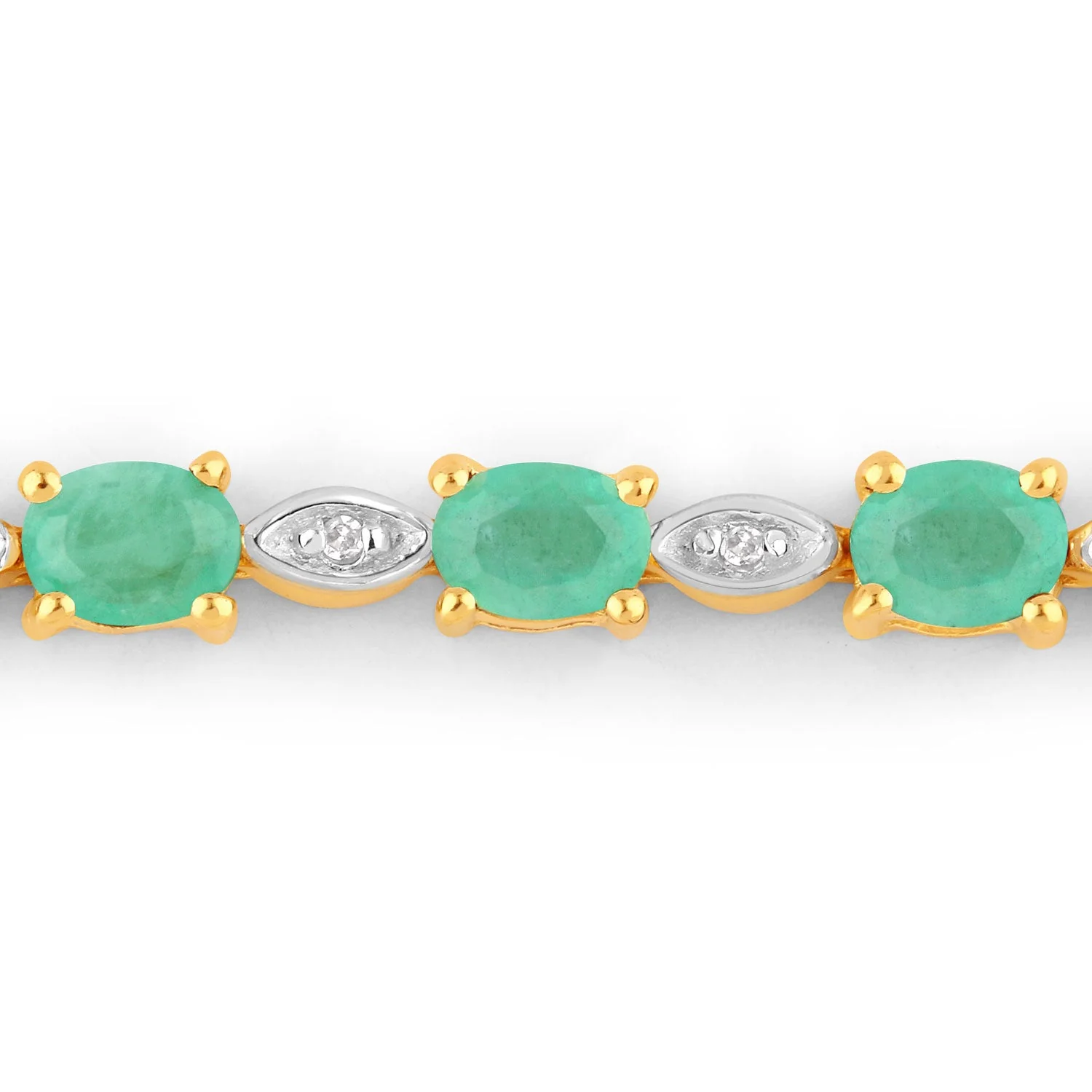 1.29 Carat Genuine Emerald and White Diamond .925 Sterling Silver Bracelet - Image 2