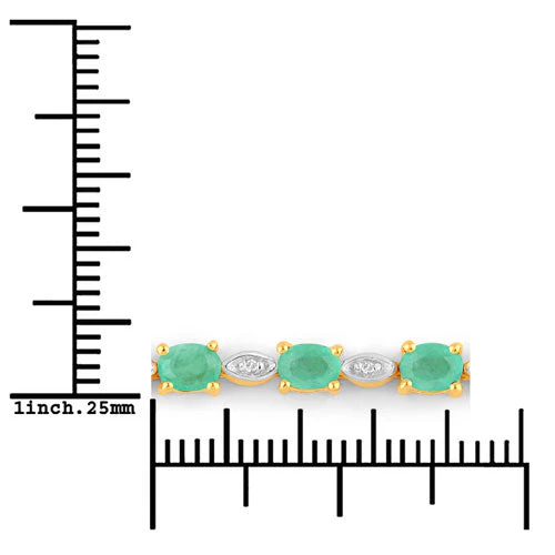 1.29 Carat Genuine Emerald and White Diamond .925 Sterling Silver Bracelet - Image 6