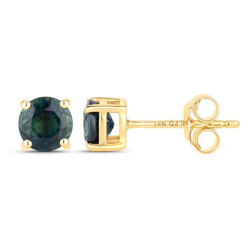 1.30 Carat Genuine Blue Sapphire 14K Yellow Gold Earrings - Image 2