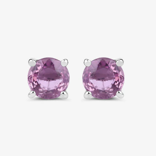 1.30 Carat Genuine Pink Sapphire 10K White Gold Earrings - Image 10