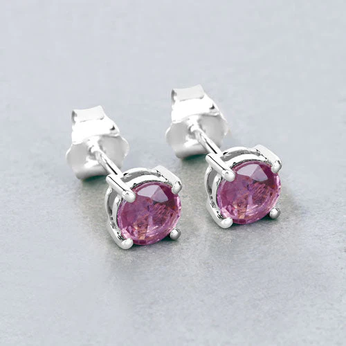 1.30 Carat Genuine Pink Sapphire 10K White Gold Earrings - Image 4