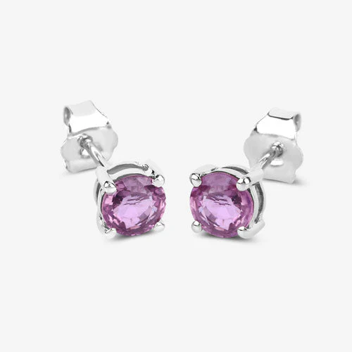 1.30 Carat Genuine Pink Sapphire 10K White Gold Earrings - Image 7