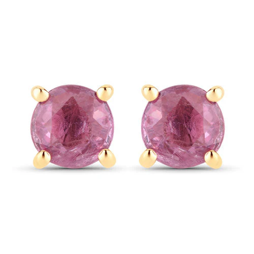 1.30 Carat Genuine Pink Sapphire 10K Yellow Gold Earrings