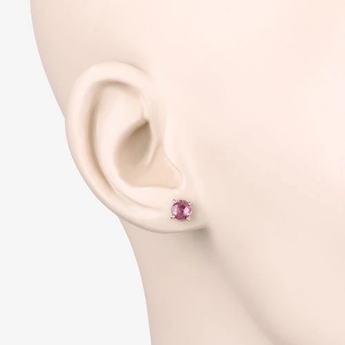 1.30 Carat Genuine Pink Sapphire 10K Yellow Gold Earrings - Image 5