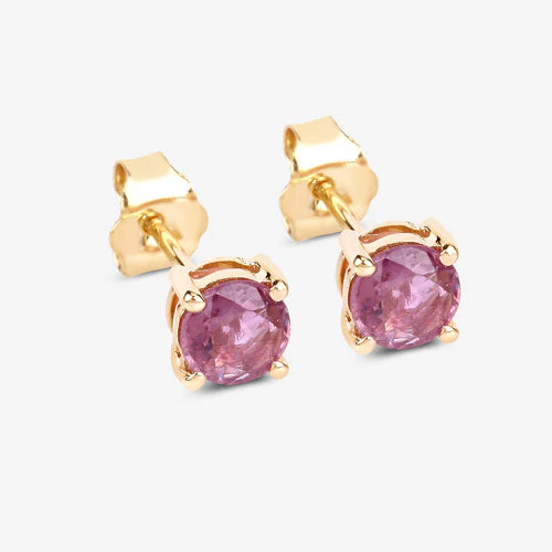 1.30 Carat Genuine Pink Sapphire 10K Yellow Gold Earrings - Image 6