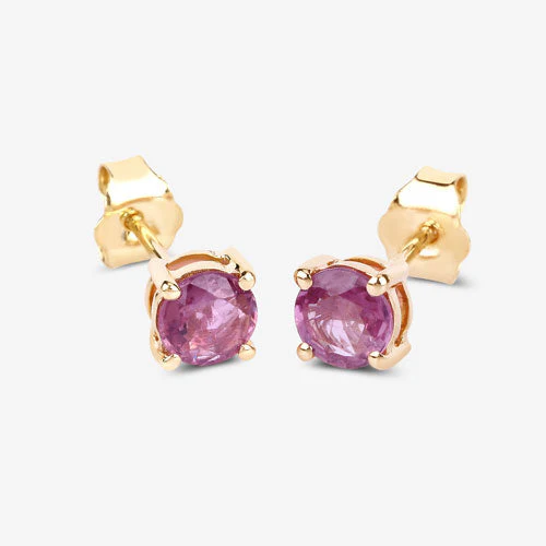 1.30 Carat Genuine Pink Sapphire 10K Yellow Gold Earrings - Image 7