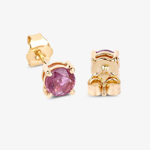 1.30 Carat Genuine Pink Sapphire 10K Yellow Gold Earrings - Image 9