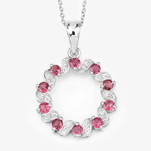 1.30 Carat Genuine Pink Tourmaline and White Topaz .925 Sterling Silver Pendant - Image 14
