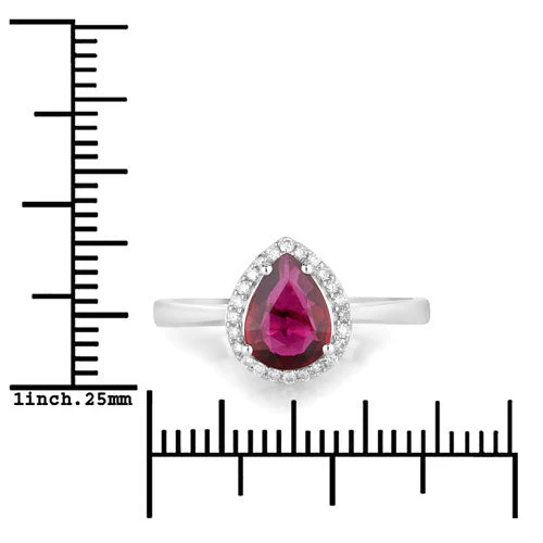 1.30 Carat Genuine Ruby and White Diamond 14K White Gold Ring - Image 3