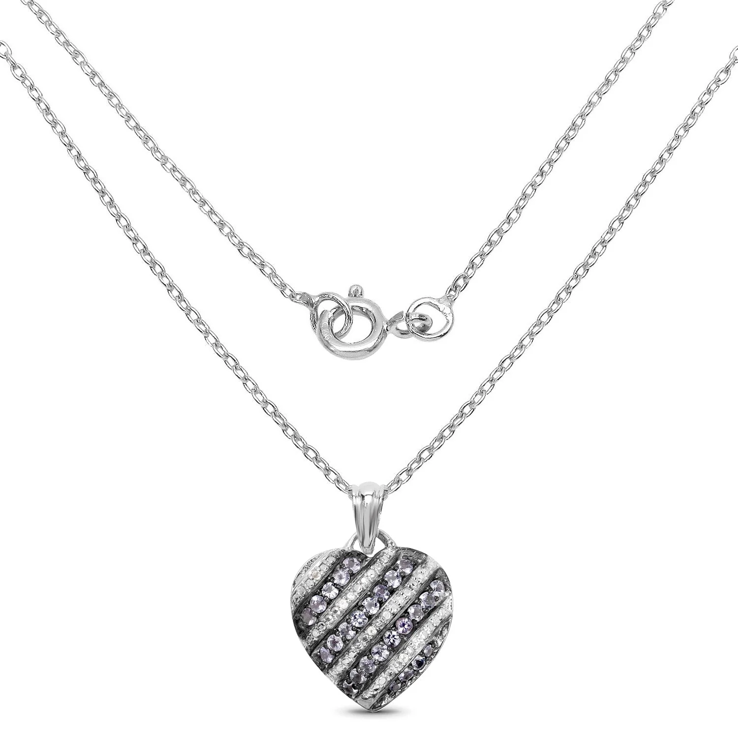 1.30 Carat Genuine Tanzanite and White Topaz .925 Sterling Silver Pendant - Image 2