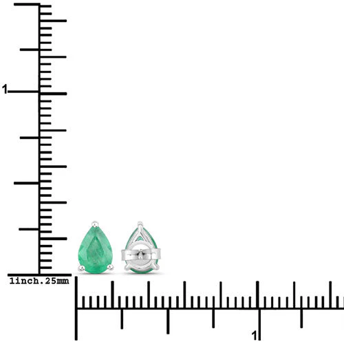 1.30 Carat Genuine Zambian Emerald 10K White Gold Earrings - Image 3