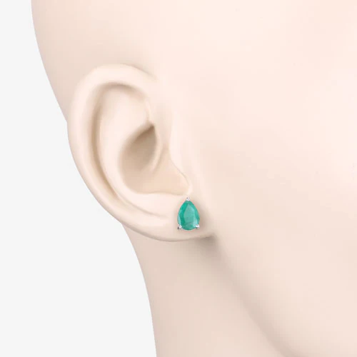 1.30 Carat Genuine Zambian Emerald 10K White Gold Earrings - Image 5