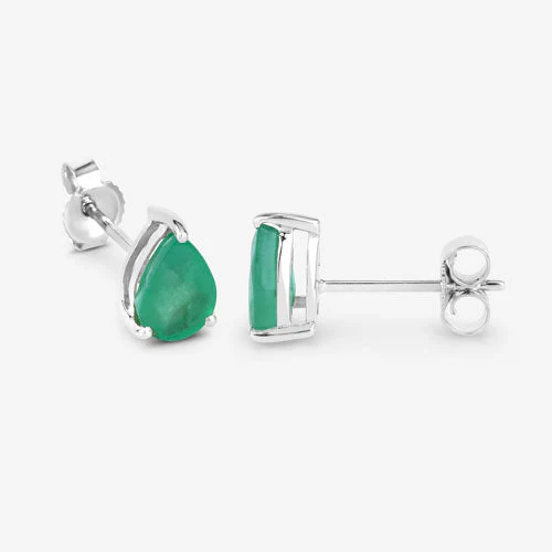 1.30 Carat Genuine Zambian Emerald 10K White Gold Earrings - Image 8