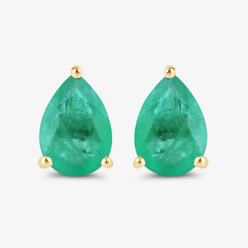 1.30 Carat Genuine Zambian Emerald 10K Yellow Gold Earrings - Image 10