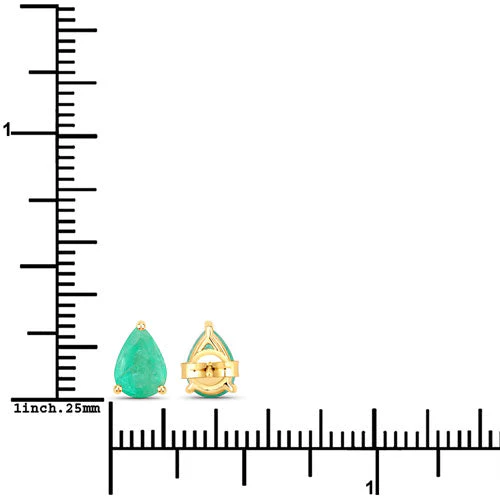 1.30 Carat Genuine Zambian Emerald 10K Yellow Gold Earrings - Image 3