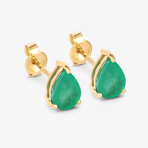 1.30 Carat Genuine Zambian Emerald 10K Yellow Gold Earrings - Image 6