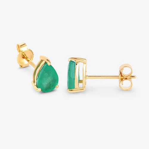 1.30 Carat Genuine Zambian Emerald 10K Yellow Gold Earrings - Image 8