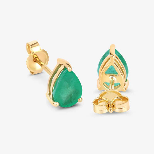 1.30 Carat Genuine Zambian Emerald 10K Yellow Gold Earrings - Image 9