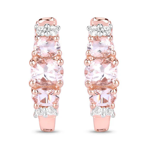 1.32 Carat Genuine Morganite and White Topaz .925 Sterling Silver Earrings - Image 7