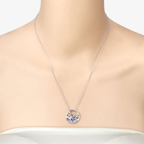 1.33 Carat Genuine Tanzanite and White Topaz .925 Sterling Silver Pendant - Image 12