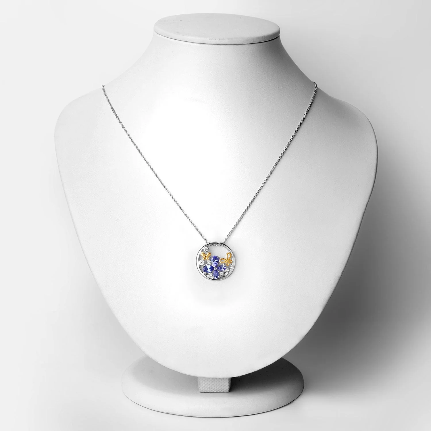 1.33 Carat Genuine Tanzanite and White Topaz .925 Sterling Silver Pendant - Image 2