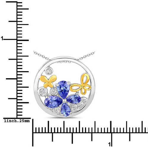 1.33 Carat Genuine Tanzanite and White Topaz .925 Sterling Silver Pendant - Image 7