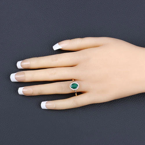 1.34 Carat Genuine Zambian Emerald and White Diamond 14K Yellow Gold Ring - Image 11