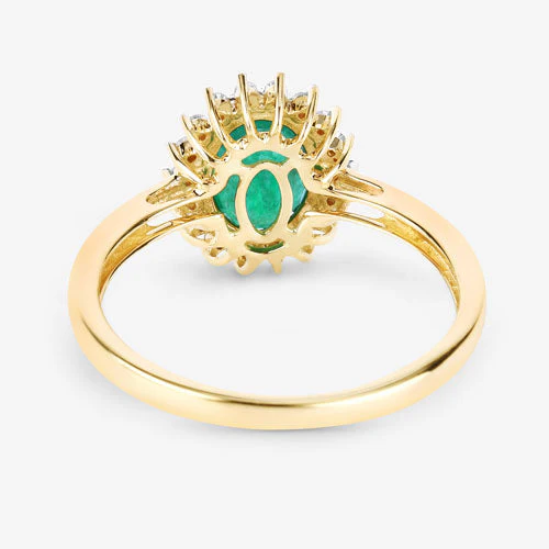 1.34 Carat Genuine Zambian Emerald and White Diamond 14K Yellow Gold Ring - Image 13