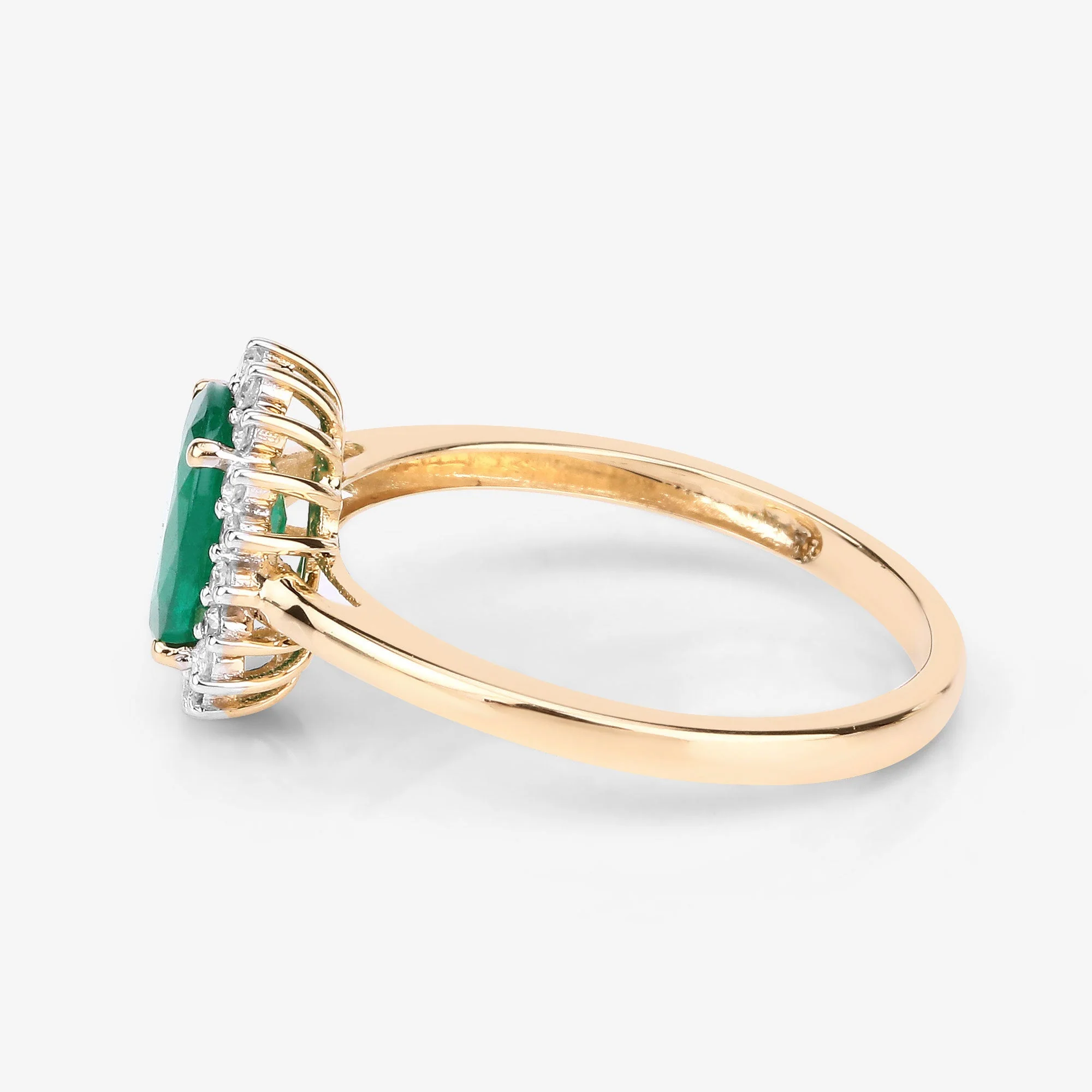1.34 Carat Genuine Zambian Emerald and White Diamond 14K Yellow Gold Ring - Image 4
