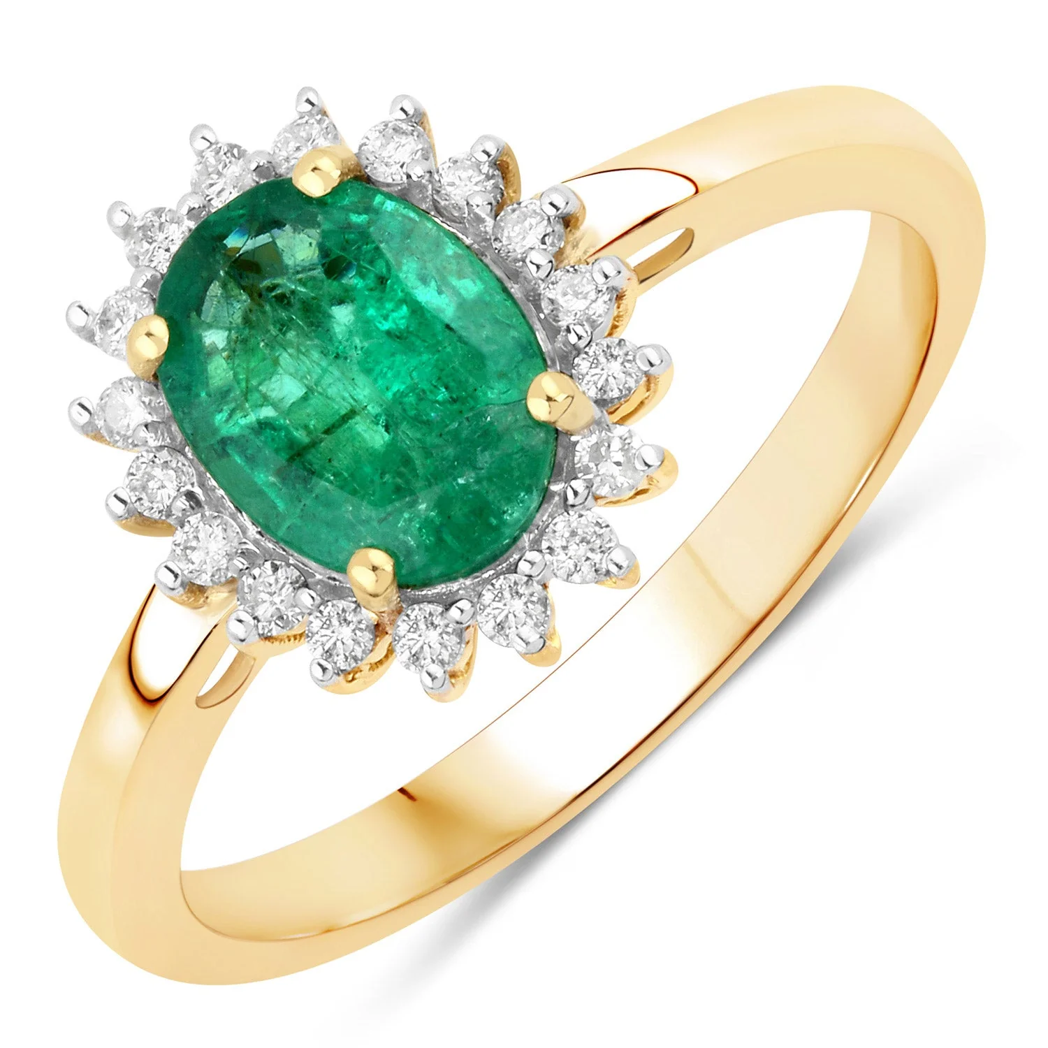 1.34 Carat Genuine Zambian Emerald and White Diamond 14K Yellow Gold Ring - Image 6