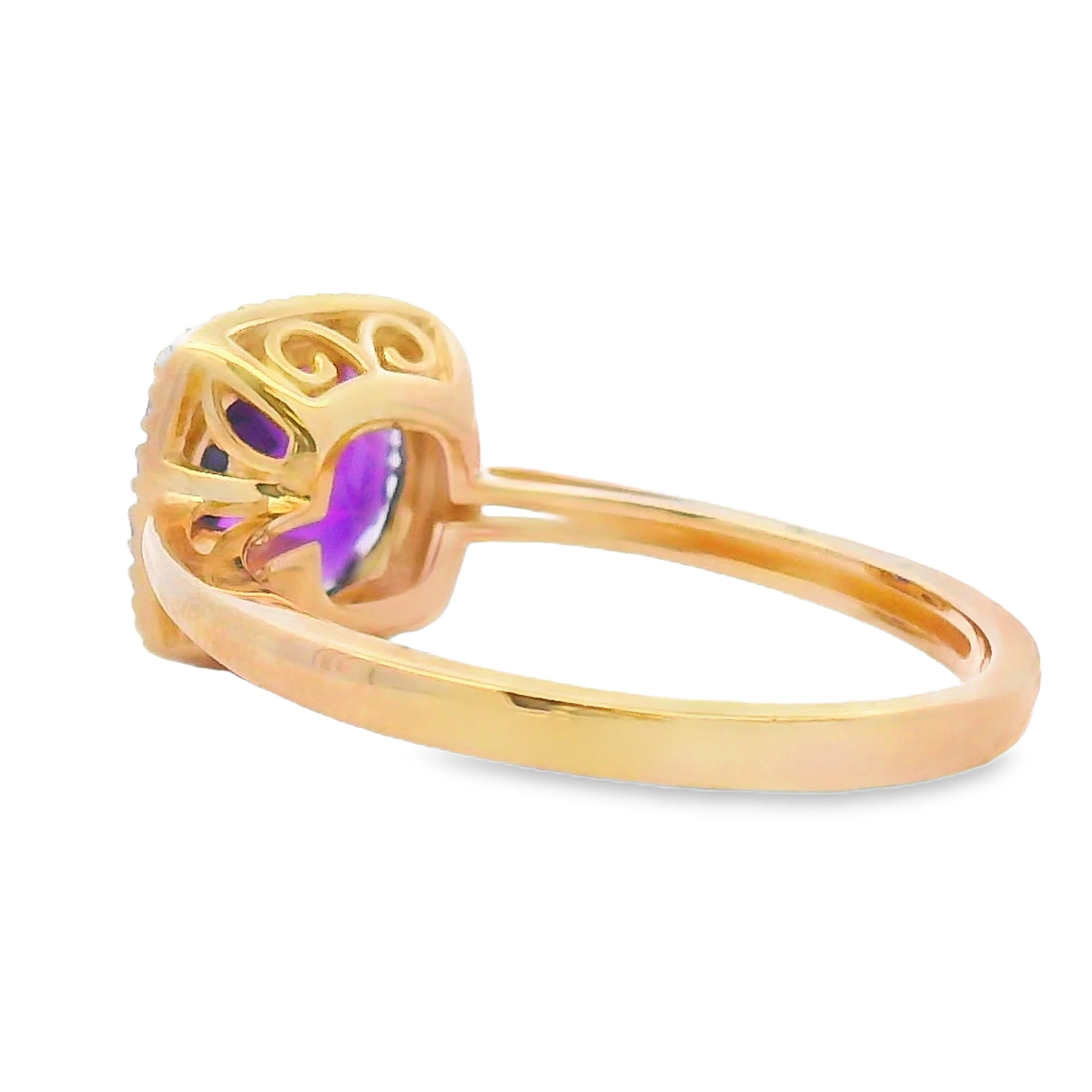 1.34ct Amethyst Diamond Ring 10KT Yellow Gold - Image 2