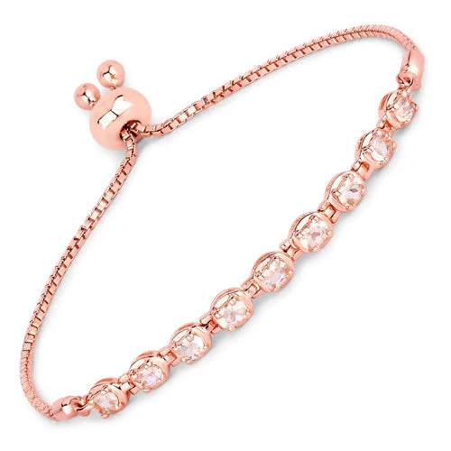 1.35 Carat Genuine Morganite .925 Sterling Silver Bracelet - Image 4