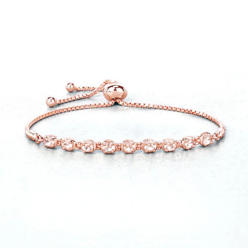 1.35 Carat Genuine Morganite .925 Sterling Silver Bracelet - Image 8
