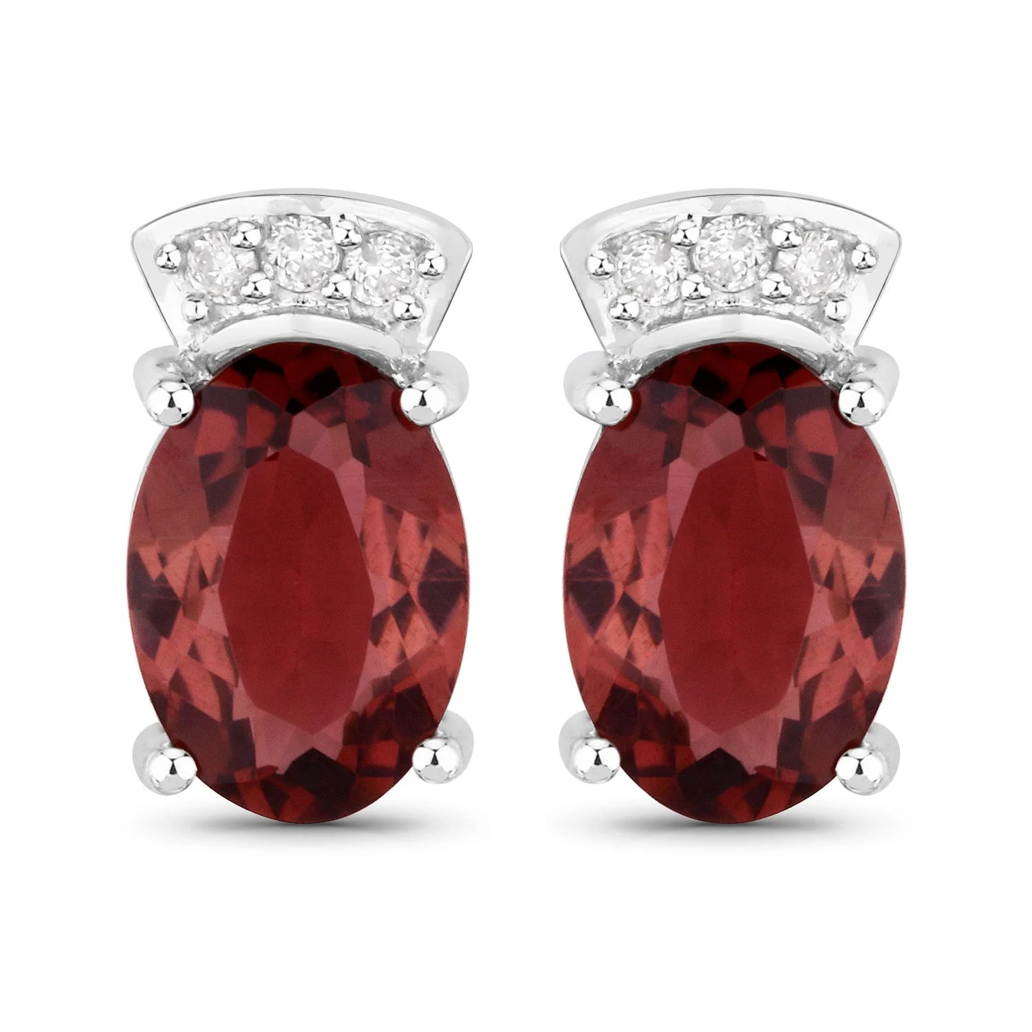 1.35 Carat Genuine Pink Tourmaline and White Diamond 14K White Gold Earrings