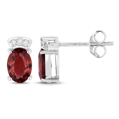 1.35 Carat Genuine Pink Tourmaline and White Diamond 14K White Gold Earrings - Image 6