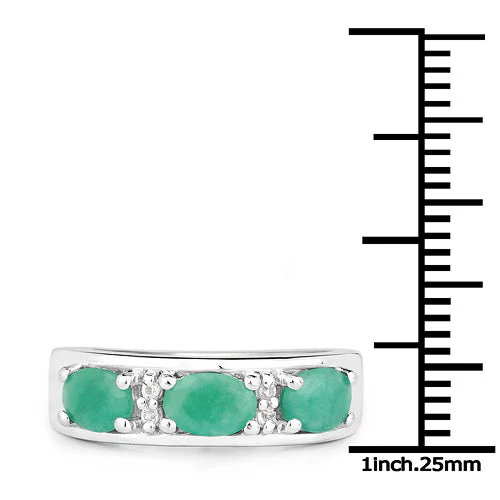 1.38 Carat Genuine Emerald and White Topaz .925 Sterling Silver Ring - Image 7