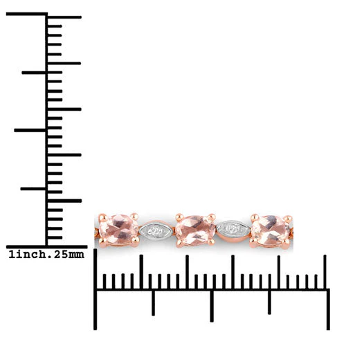 1.38 Carat Genuine Morganite and White Diamond .925 Sterling Silver Bracelet - Image 6
