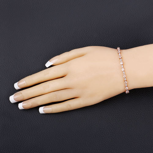 1.38 Carat Genuine Morganite and White Diamond .925 Sterling Silver Bracelet - Image 9
