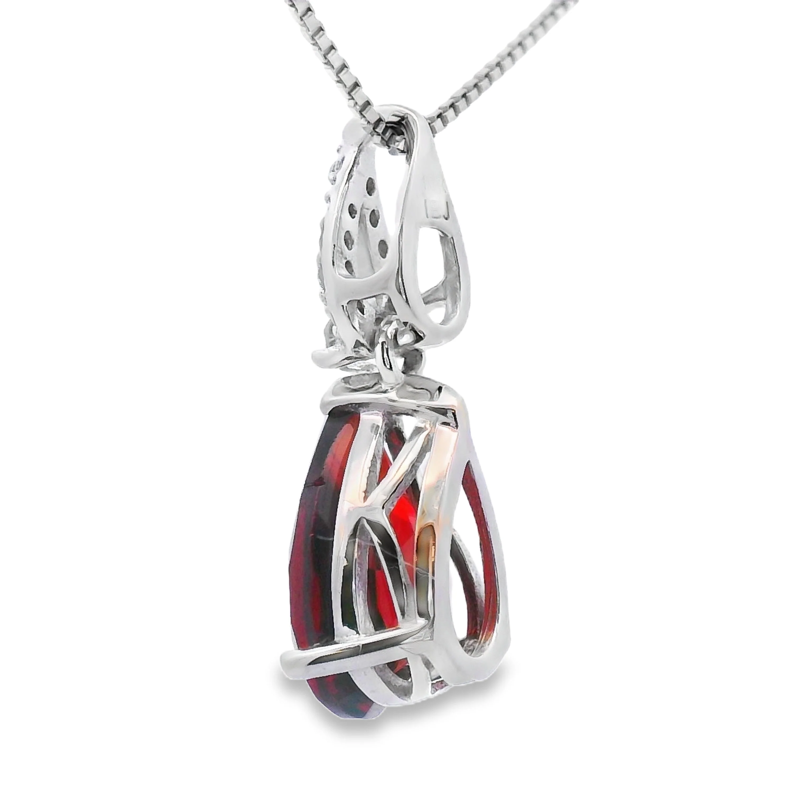 1.38ct Garnet Diamond Fashion Pendants 10KT White Gold - Image 2