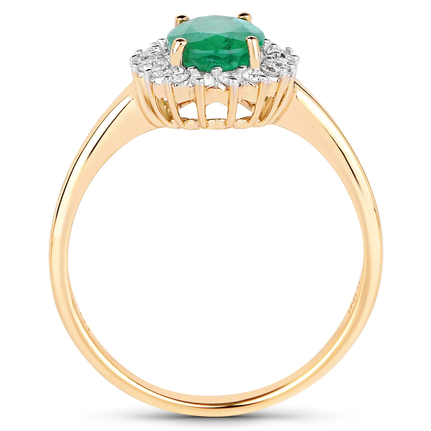 1.39 Carat Genuine Zambian Emerald and White Diamond 10K Yellow Gold Ring - Image 2