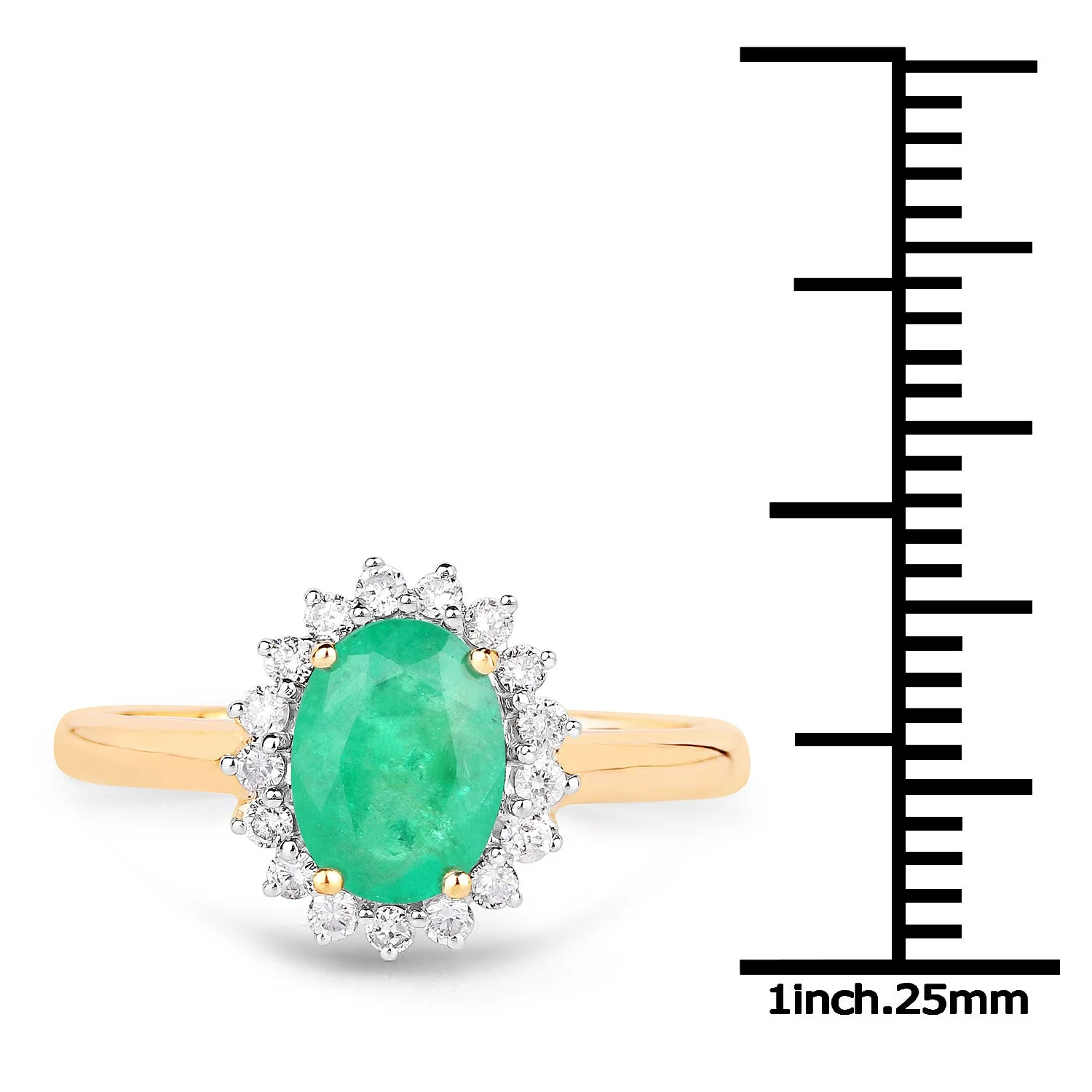 1.39 Carat Genuine Zambian Emerald and White Diamond 10K Yellow Gold Ring - Image 3