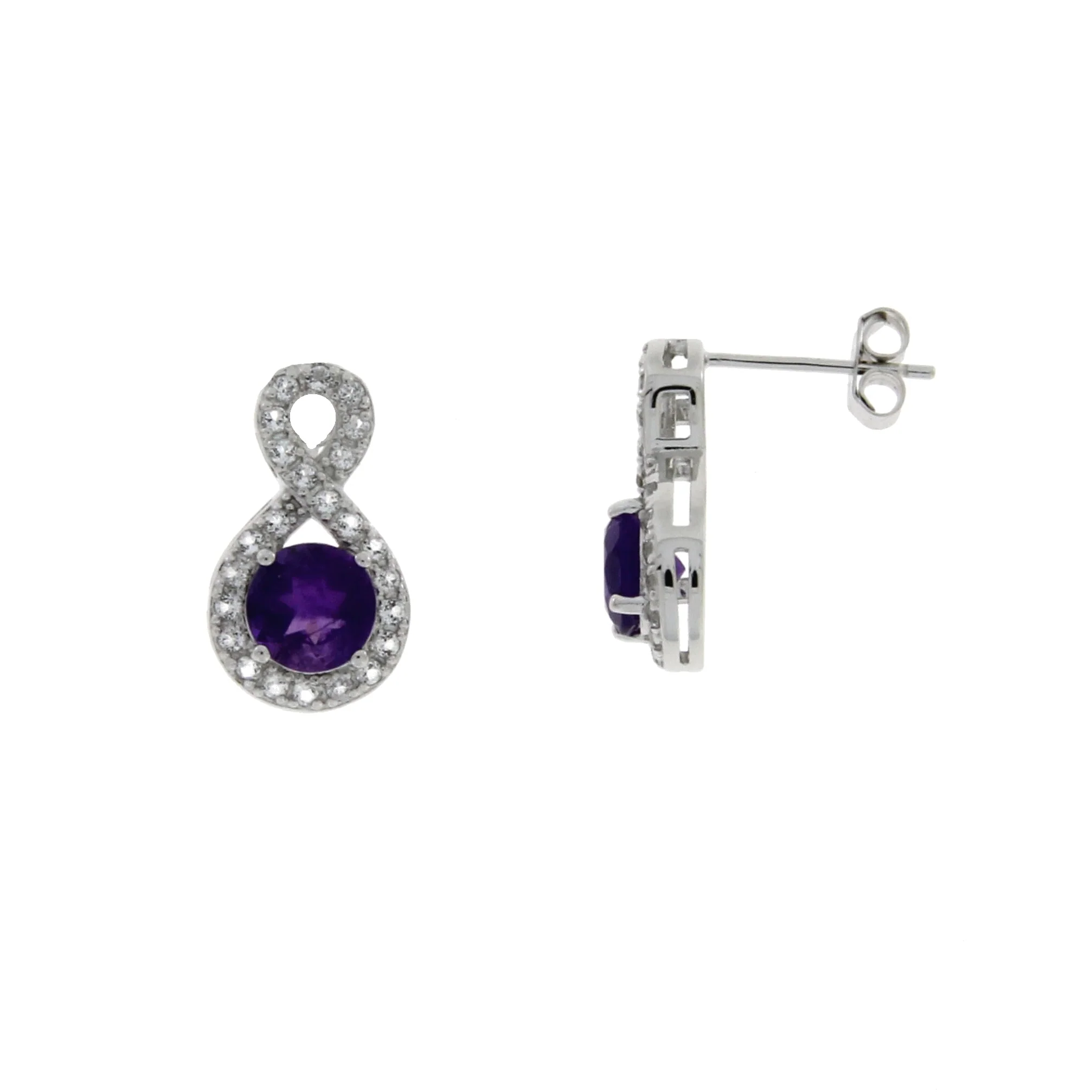 1.40ct Amethyst White Topaz Earrings Sterling Silver - Image 3