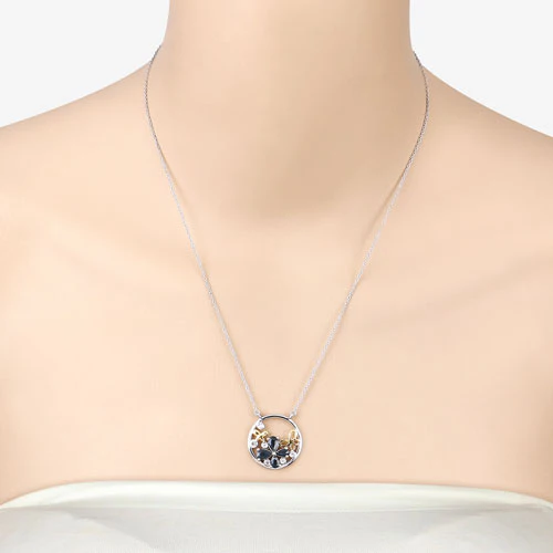 1.41 Carat Genuine Blue Sapphire and White Topaz .925 Sterling Silver Pendant - Image 12