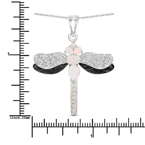 1.41 Carat Genuine Ethiopian Opal and White Topaz .925 Sterling Silver Pendant - Image 3