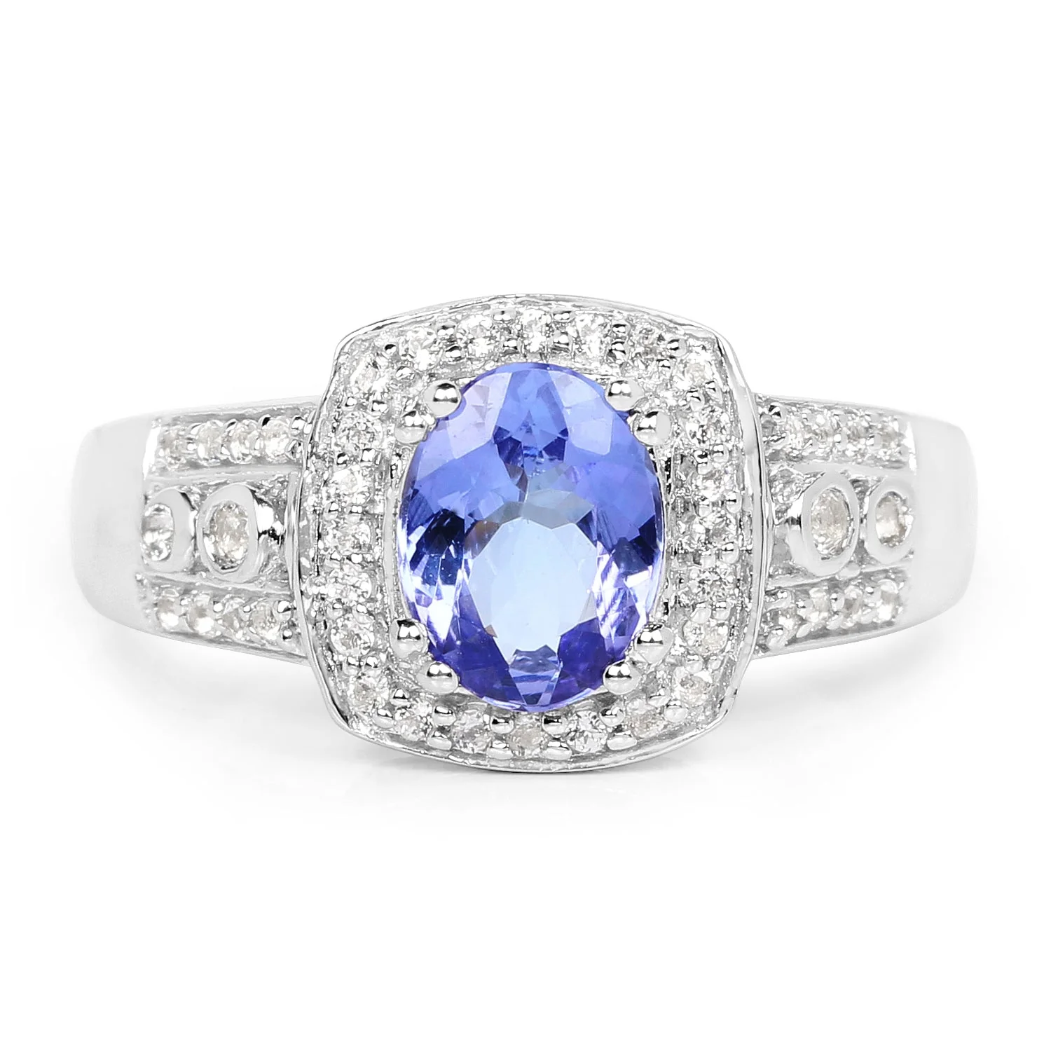 1.42 Carat Genuine Tanzanite & White Topaz .925 Sterling Silver Ring - Image 3
