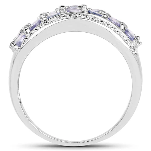1.44 Carat Genuine Tanzanite & White Topaz .925 Sterling Silver Ring - Image 5