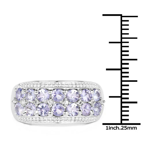 1.44 Carat Genuine Tanzanite & White Topaz .925 Sterling Silver Ring - Image 6