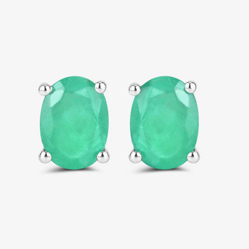 1.44 Carat Genuine Zambian Emerald 10K White Gold Earrings - Image 10