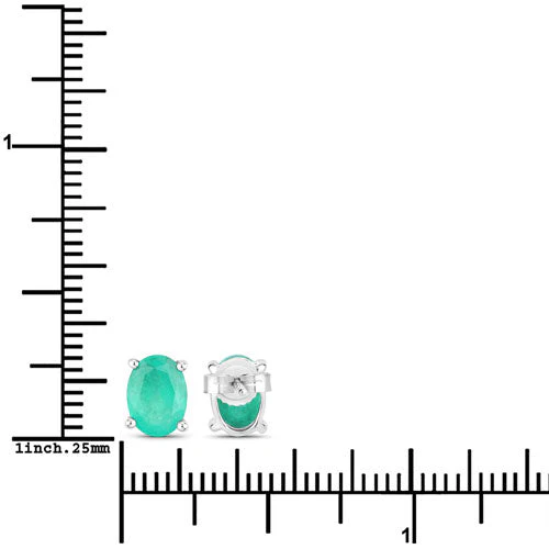 1.44 Carat Genuine Zambian Emerald 10K White Gold Earrings - Image 3